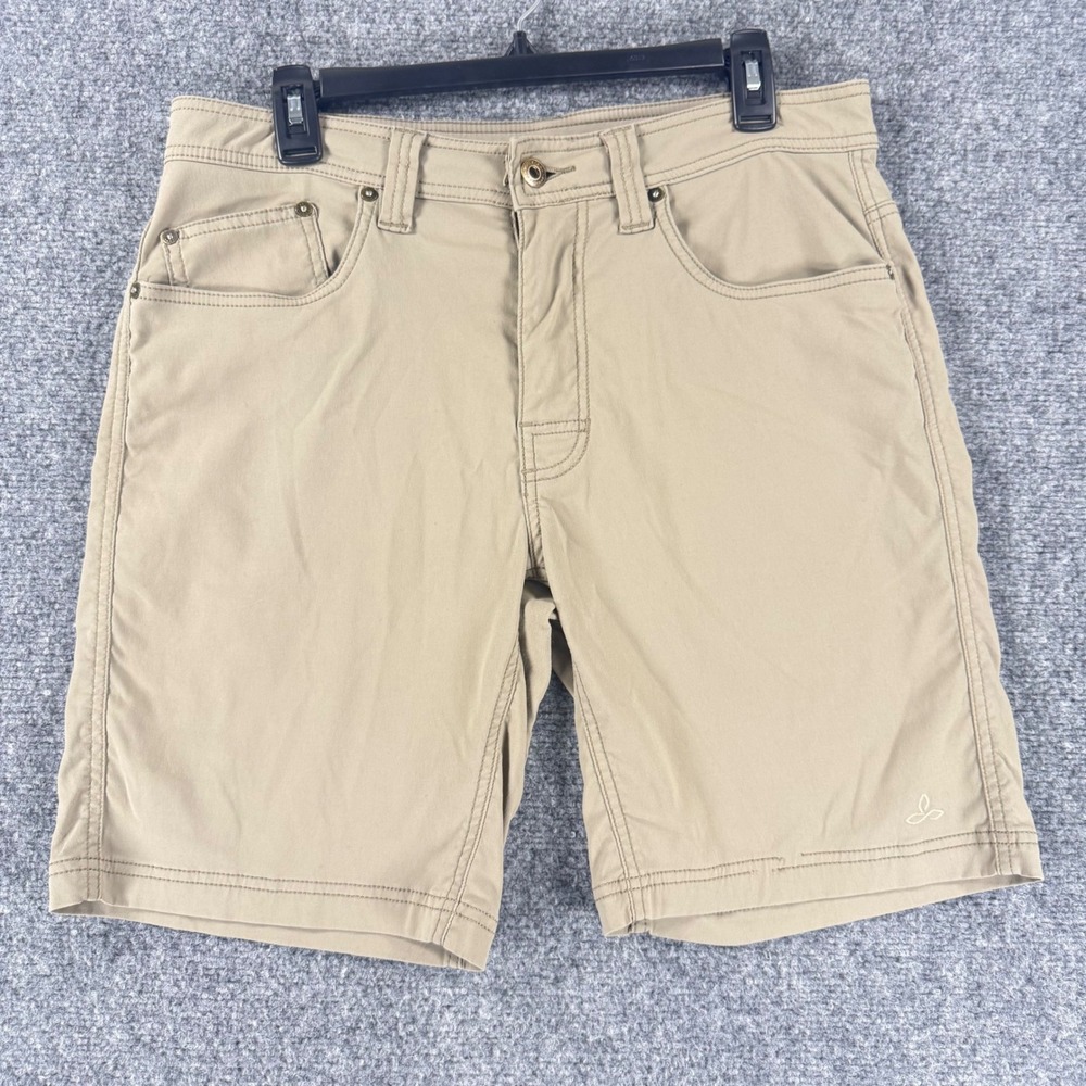 Prana Brion Shorts Mens 32 Tan Nylon Stretch Hiking Outdoor Casual